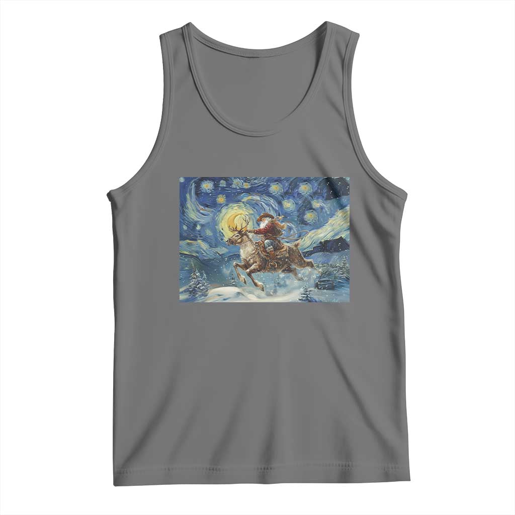 Cowboy Santa Starry Night Christmas Tank Top - Wonder Print Shop