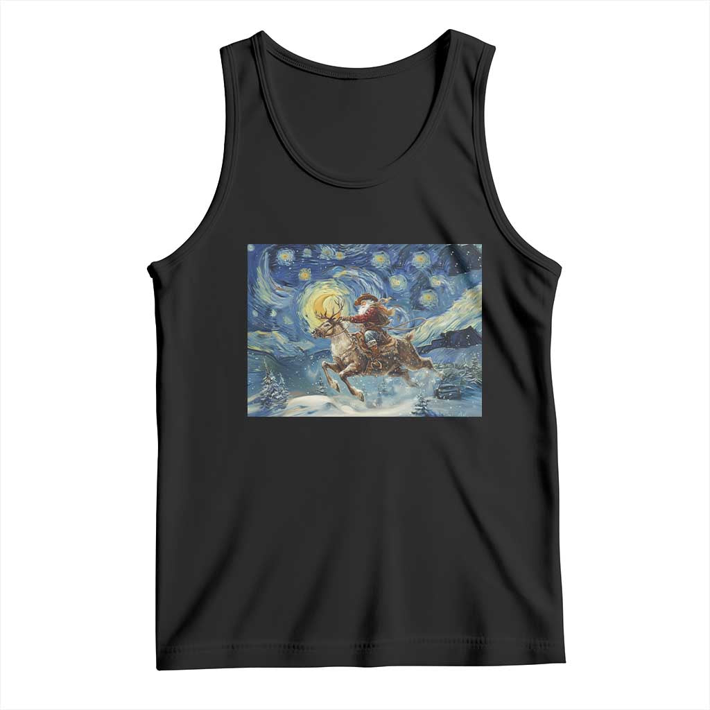 Cowboy Santa Starry Night Christmas Tank Top - Wonder Print Shop
