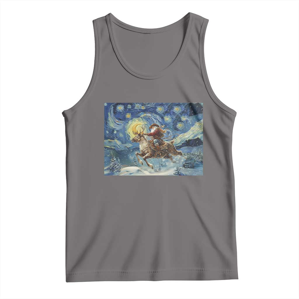 Cowboy Santa Starry Night Christmas Tank Top - Wonder Print Shop