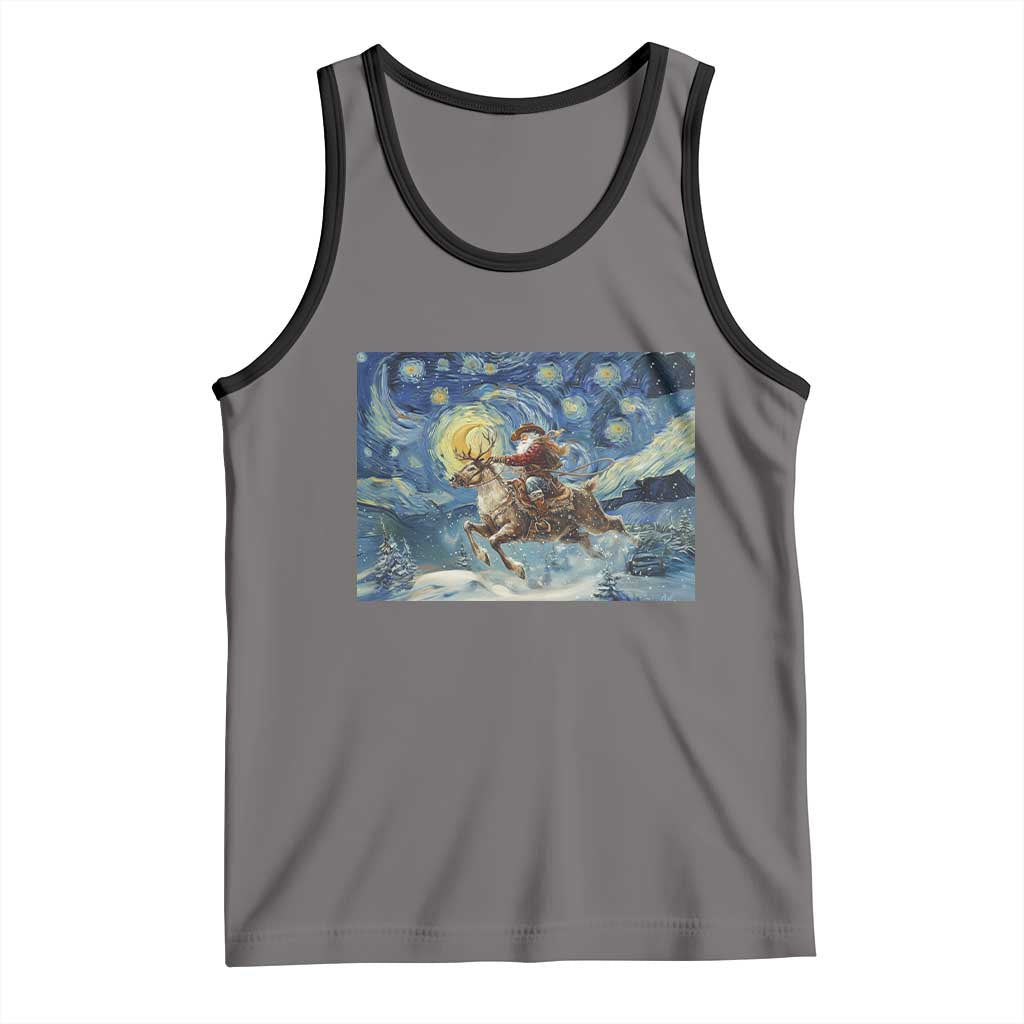 Cowboy Santa Starry Night Christmas Tank Top - Wonder Print Shop