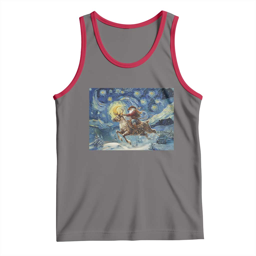 Cowboy Santa Starry Night Christmas Tank Top - Wonder Print Shop