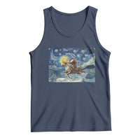 Cowboy Santa Starry Night Christmas Tank Top - Wonder Print Shop