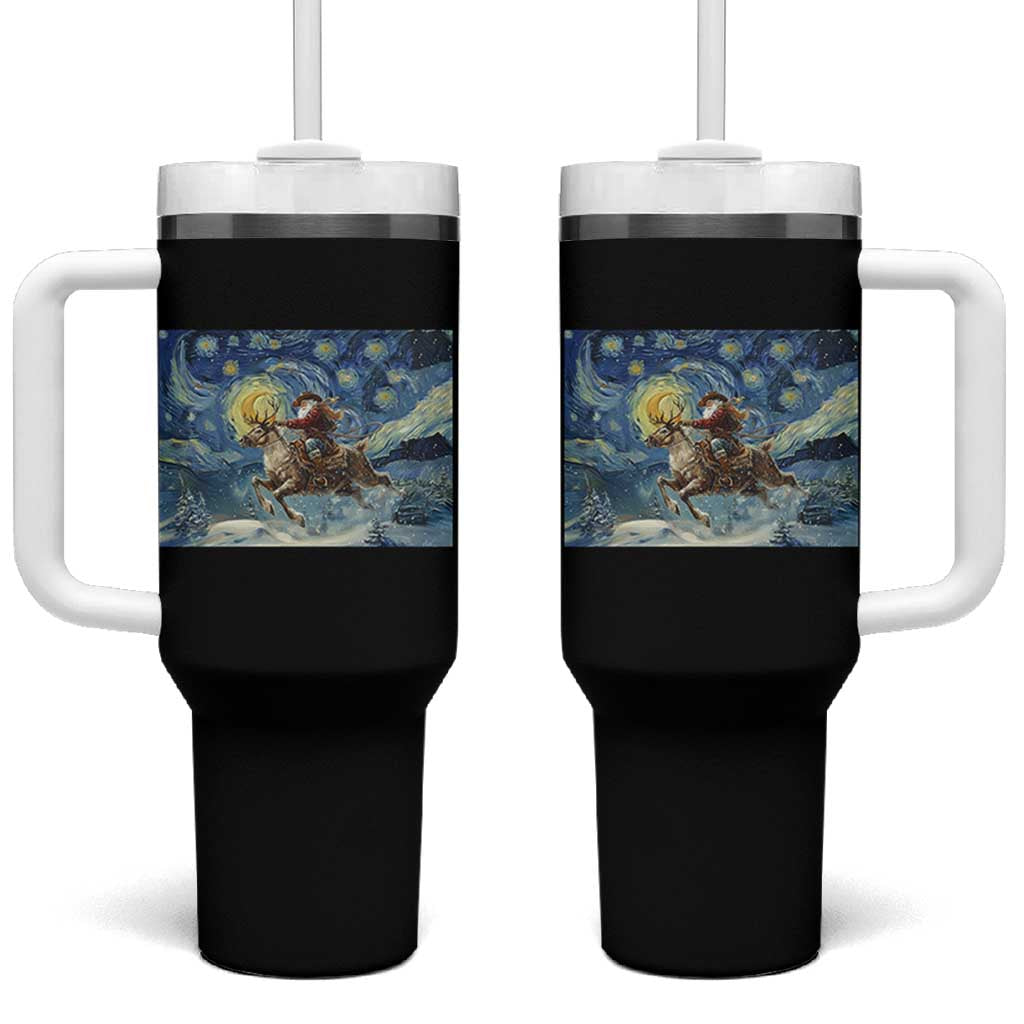 Cowboy Santa Starry Night Christmas Tumbler With Handle - Wonder Print Shop