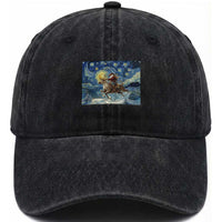 Cowboy Santa Starry Night Christmas Washed Cotton Baseball Cap