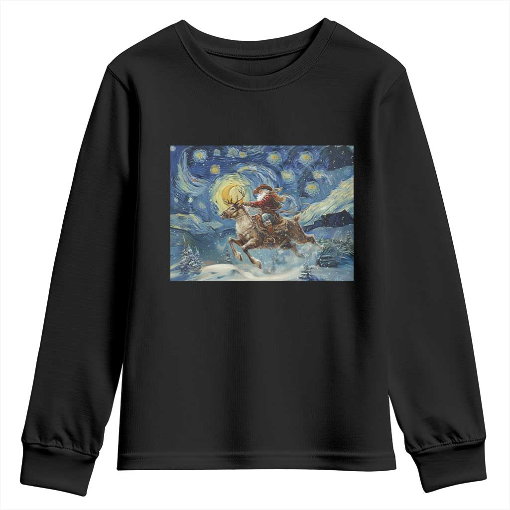 Cowboy Santa Starry Night Christmas Youth Sweatshirt - Wonder Print Shop