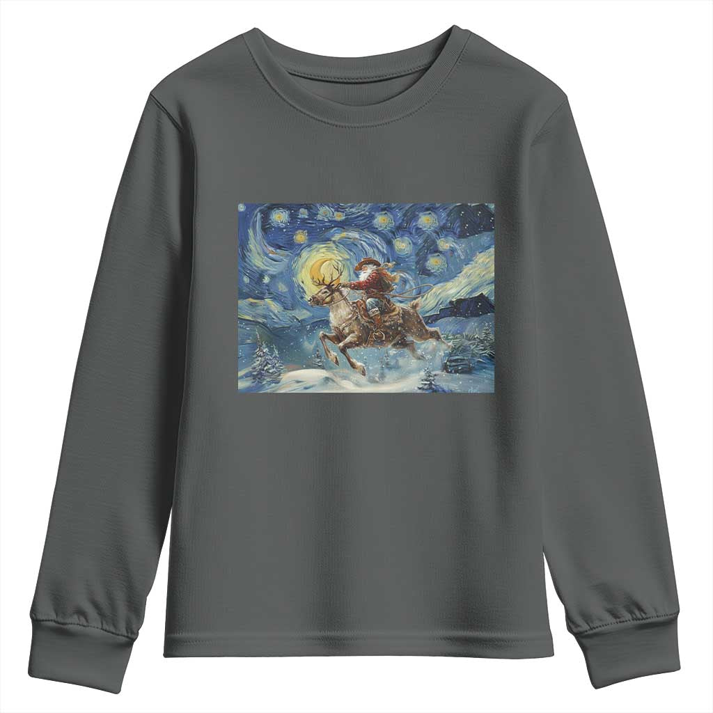 Cowboy Santa Starry Night Christmas Youth Sweatshirt - Wonder Print Shop