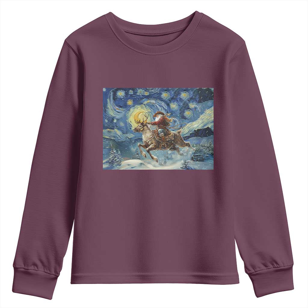 Cowboy Santa Starry Night Christmas Youth Sweatshirt - Wonder Print Shop