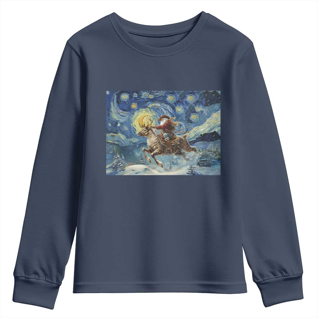 Cowboy Santa Starry Night Christmas Youth Sweatshirt - Wonder Print Shop