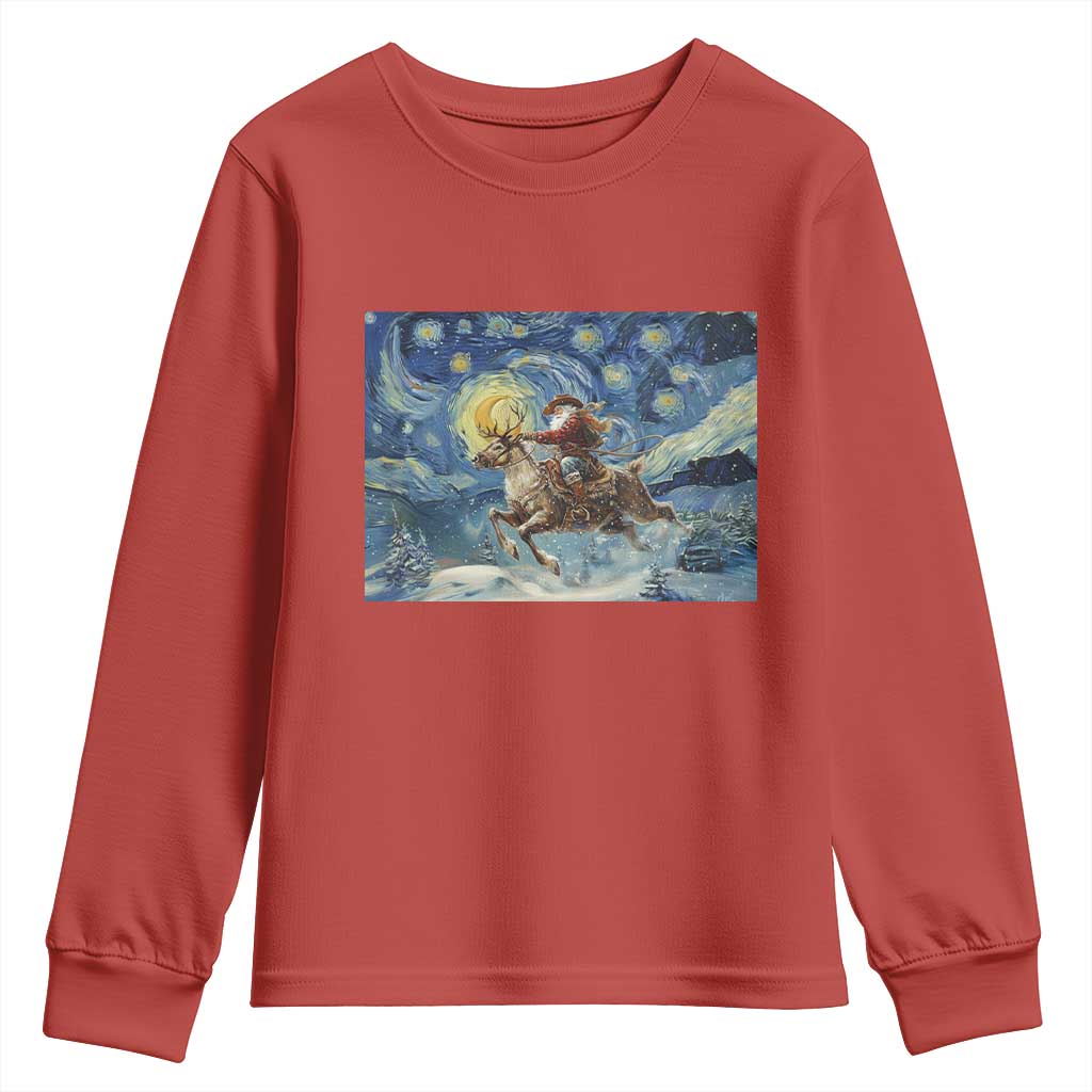 Cowboy Santa Starry Night Christmas Youth Sweatshirt - Wonder Print Shop