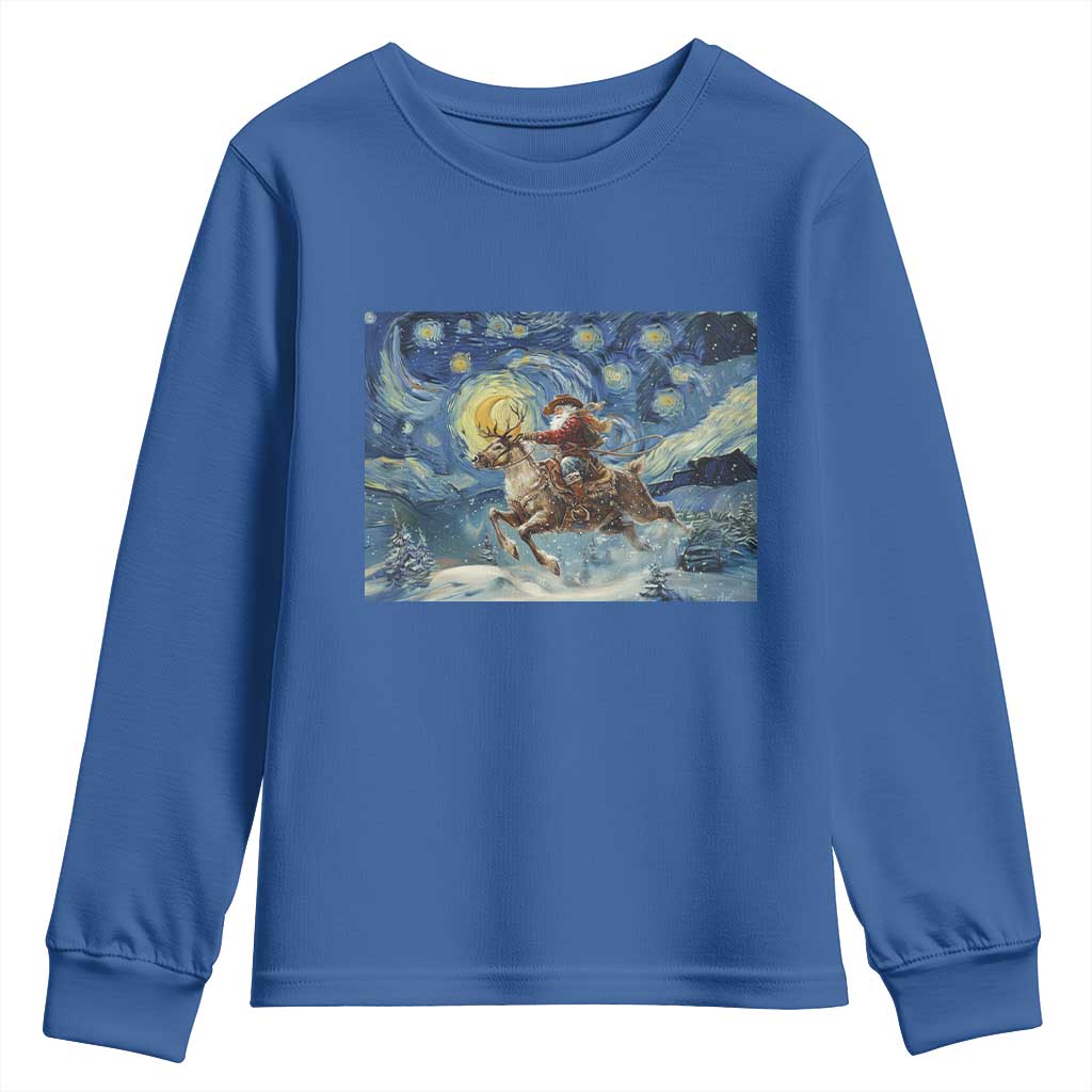 Cowboy Santa Starry Night Christmas Youth Sweatshirt - Wonder Print Shop