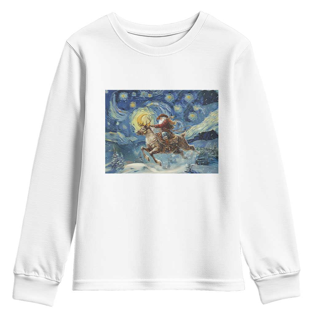 Cowboy Santa Starry Night Christmas Youth Sweatshirt - Wonder Print Shop
