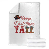 Western Cowboy Howdy Throw Blanket Merry Christmas Yall Cowgirl Boots Hat - Wonder Print Shop