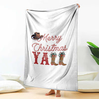 Western Cowboy Howdy Throw Blanket Merry Christmas Yall Cowgirl Boots Hat - Wonder Print Shop