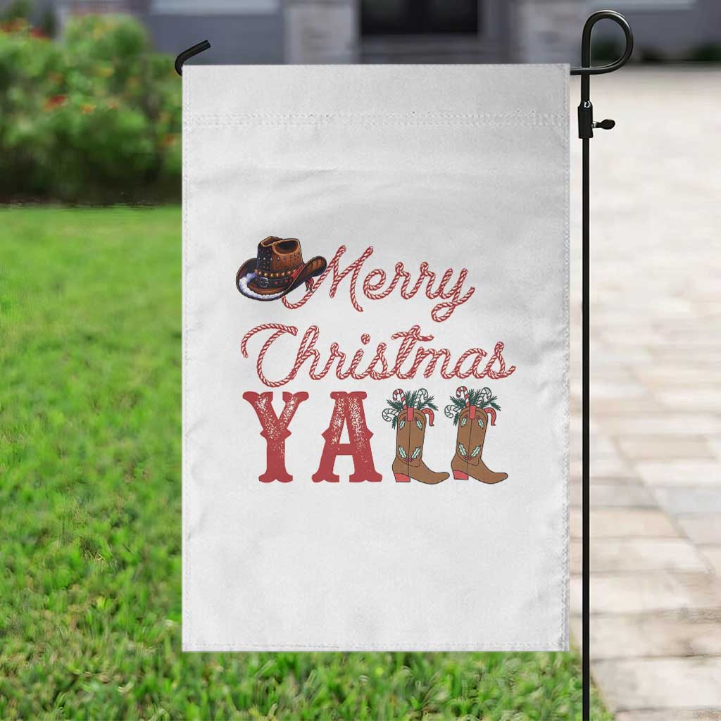 Western Cowboy Howdy Garden Flag Merry Christmas Yall Cowgirl Boots Hat - Wonder Print Shop