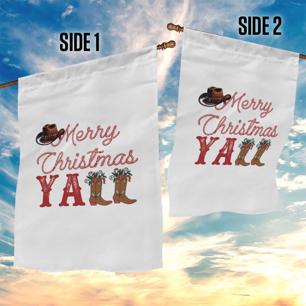 Western Cowboy Howdy Garden Flag Merry Christmas Yall Cowgirl Boots Hat - Wonder Print Shop