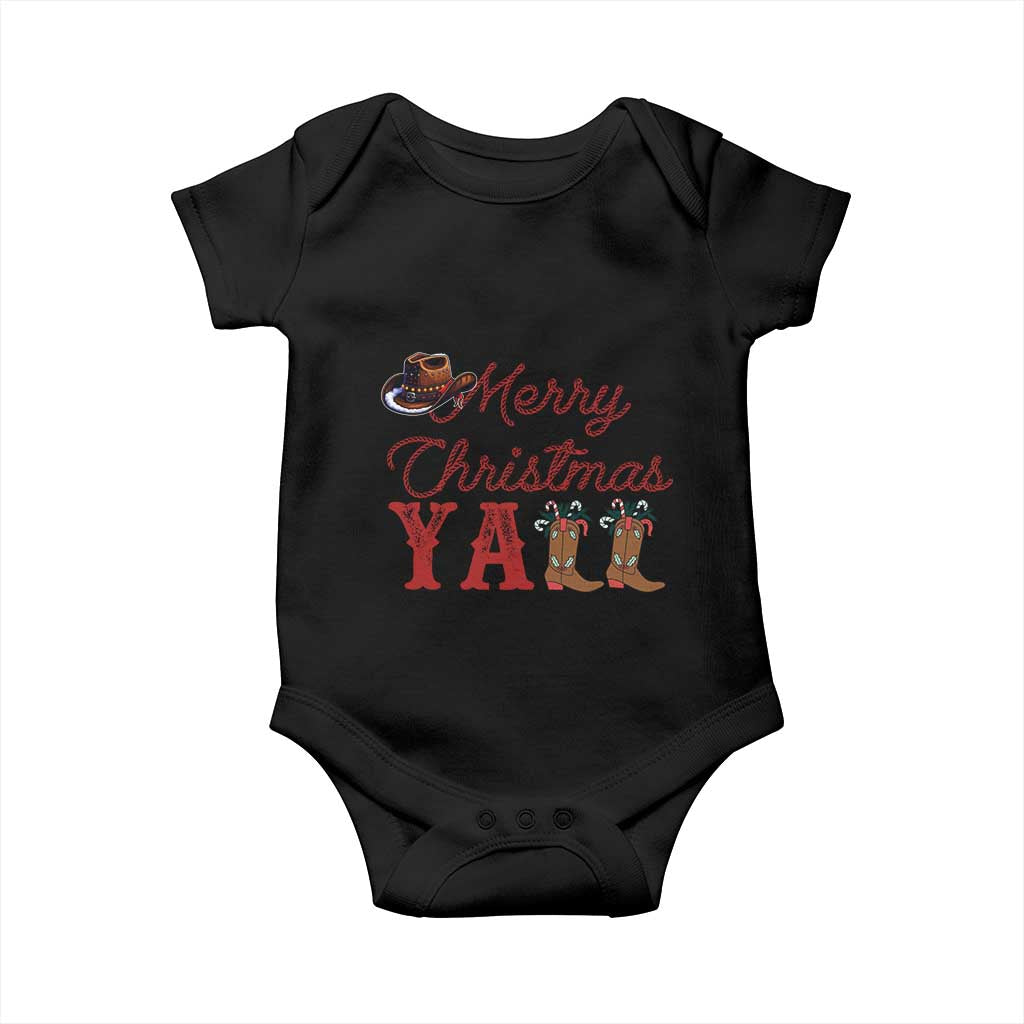 Western Cowboy Howdy Baby Onesie Merry Christmas Yall Cowgirl Boots Hat - Wonder Print Shop