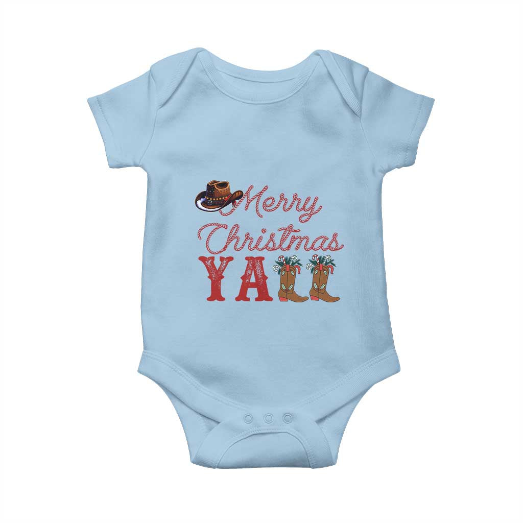 Western Cowboy Howdy Baby Onesie Merry Christmas Yall Cowgirl Boots Hat - Wonder Print Shop