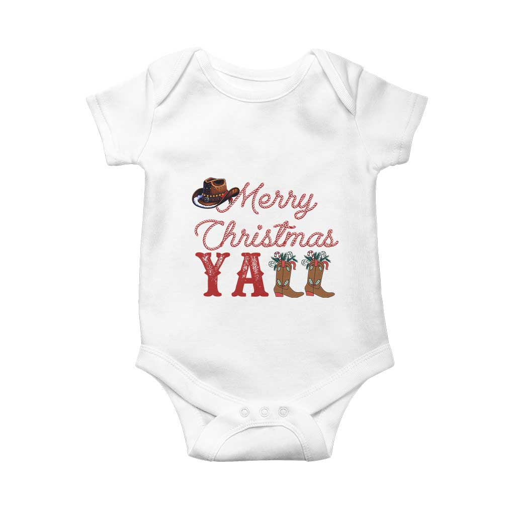 Western Cowboy Howdy Baby Onesie Merry Christmas Yall Cowgirl Boots Hat - Wonder Print Shop