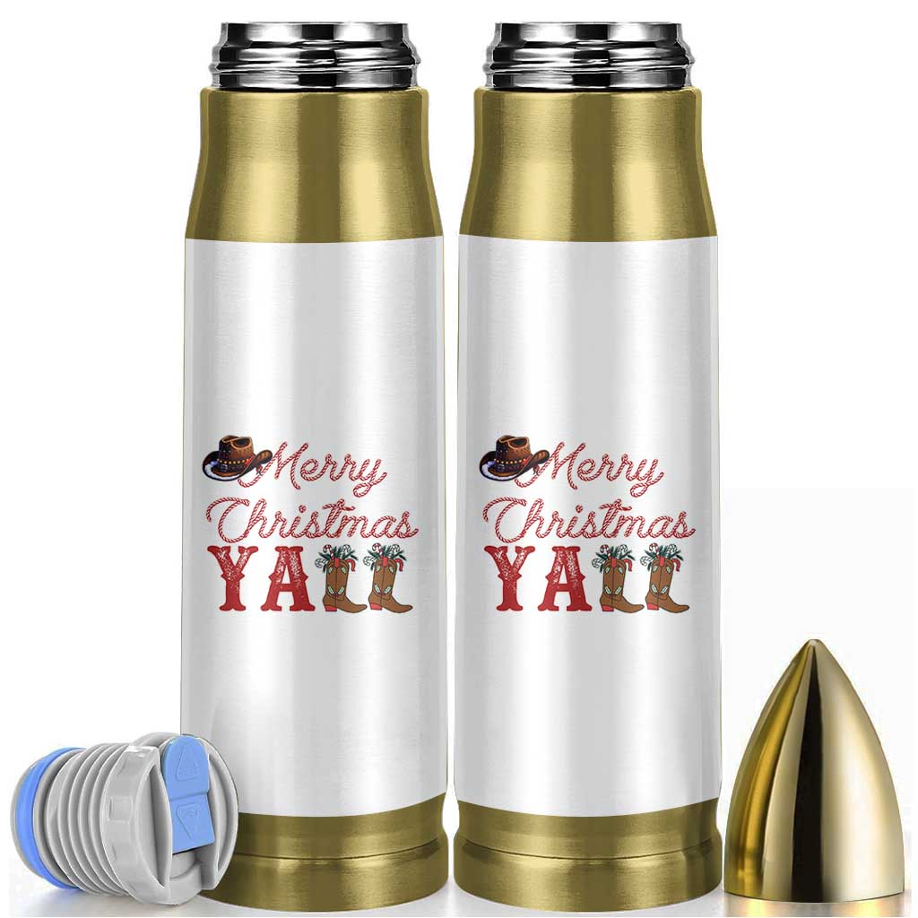 Western Cowboy Howdy Bullet Tumbler Merry Christmas Yall Cowgirl Boots Hat - Wonder Print Shop