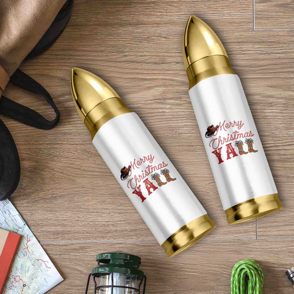 Western Cowboy Howdy Bullet Tumbler Merry Christmas Yall Cowgirl Boots Hat - Wonder Print Shop
