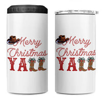 Western Cowboy Howdy 4 in 1 Can Cooler Tumbler Merry Christmas Yall Cowgirl Boots Hat - Wonder Print Shop