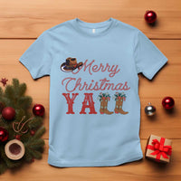Western Cowboy Howdy T Shirt Merry Christmas Yall Cowgirl Boots Hat - Wonder Print Shop