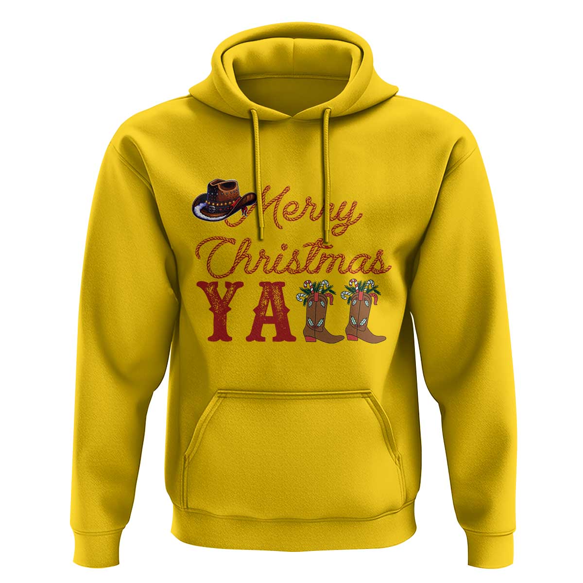 Western Cowboy Howdy Hoodie Merry Christmas Yall Cowgirl Boots Hat - undefined