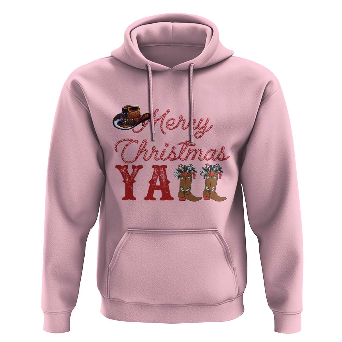Western Cowboy Howdy Hoodie Merry Christmas Yall Cowgirl Boots Hat - undefined