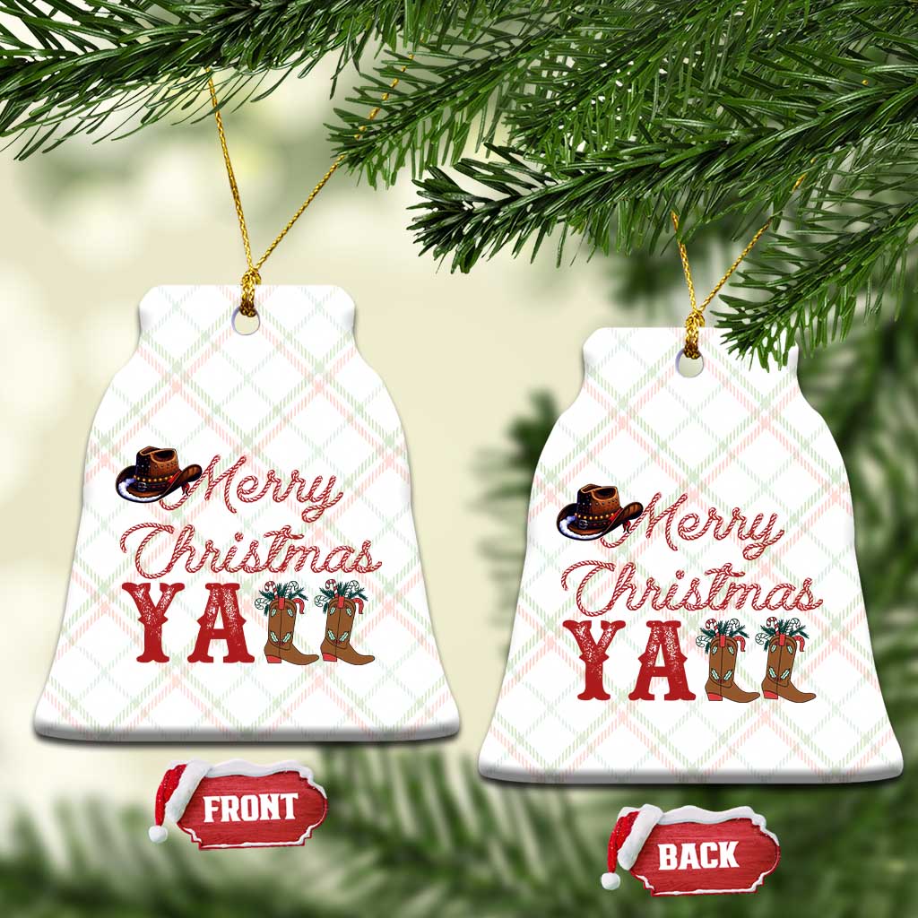 Western Cowboy Howdy Ceramic Ornament Merry Christmas Yall Cowgirl Boots Hat - Wonder Print Shop