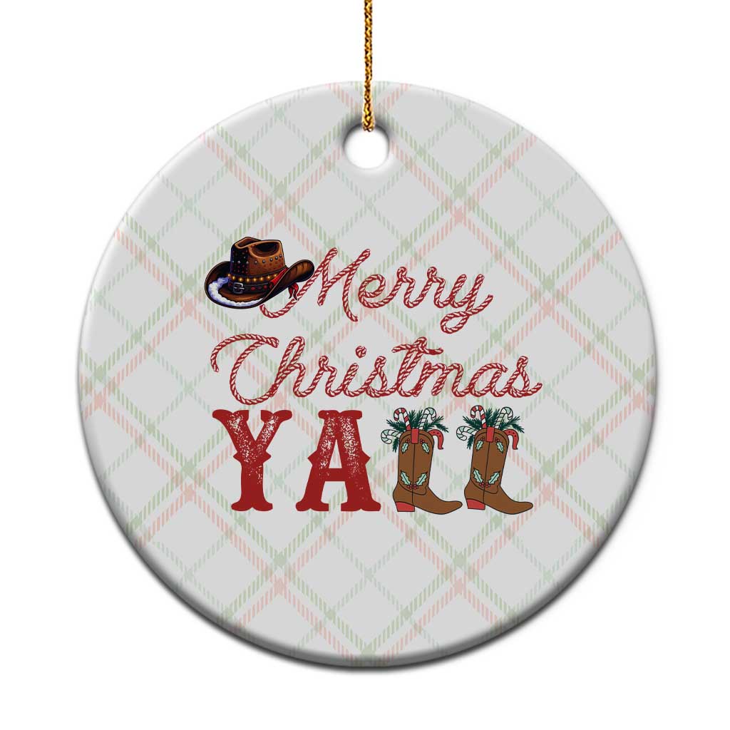 Western Cowboy Howdy Ceramic Ornament Merry Christmas Yall Cowgirl Boots Hat - Wonder Print Shop