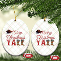 Western Cowboy Howdy Ceramic Ornament Merry Christmas Yall Cowgirl Boots Hat - Wonder Print Shop