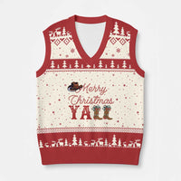 Western Cowboy Howdy V-Neck Knit Sweater Vest Merry Xmas Yall Cowgirl Boots Hat - Wonder Print Shop