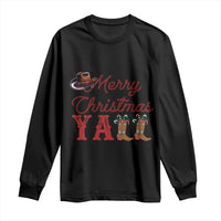 Western Cowboy Howdy Long Sleeve Shirt Merry Christmas Yall Cowgirl Boots Hat - Wonder Print Shop