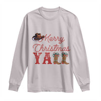 Western Cowboy Howdy Long Sleeve Shirt Merry Christmas Yall Cowgirl Boots Hat - Wonder Print Shop