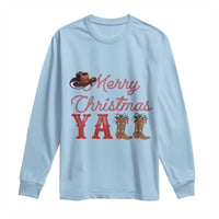 Western Cowboy Howdy Long Sleeve Shirt Merry Christmas Yall Cowgirl Boots Hat - Wonder Print Shop