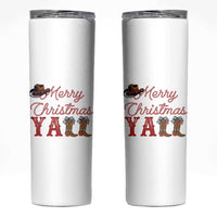 Western Cowboy Howdy Skinny Tumbler Merry Christmas Yall Cowgirl Boots Hat - Wonder Print Shop