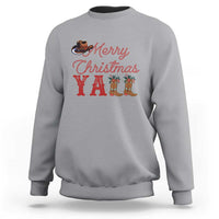 Western Cowboy Howdy Sweatshirt Merry Christmas Yall Cowgirl Boots Hat - Wonder Print Shop