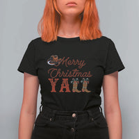 Western Cowboy Howdy T Shirt For Women Merry Christmas Yall Cowgirl Boots Hat - Wonder Print Shop