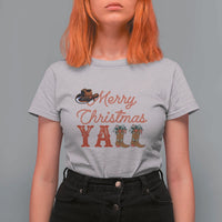 Western Cowboy Howdy T Shirt For Women Merry Christmas Yall Cowgirl Boots Hat - Wonder Print Shop