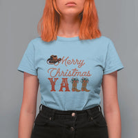 Western Cowboy Howdy T Shirt For Women Merry Christmas Yall Cowgirl Boots Hat - Wonder Print Shop