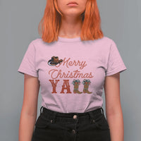 Western Cowboy Howdy T Shirt For Women Merry Christmas Yall Cowgirl Boots Hat - Wonder Print Shop