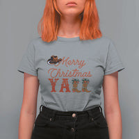 Western Cowboy Howdy T Shirt For Women Merry Christmas Yall Cowgirl Boots Hat - Wonder Print Shop