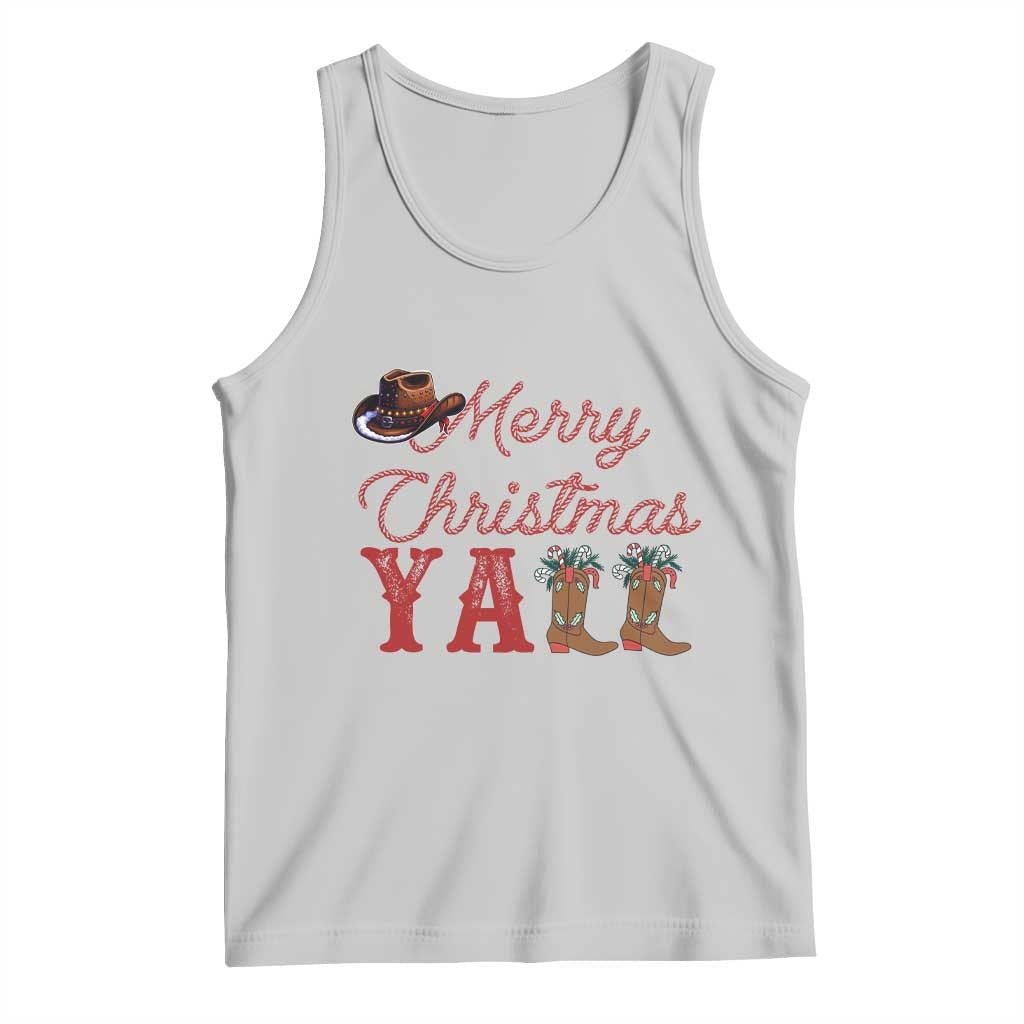 Western Cowboy Howdy Tank Top Merry Christmas Yall Cowgirl Boots Hat - Wonder Print Shop