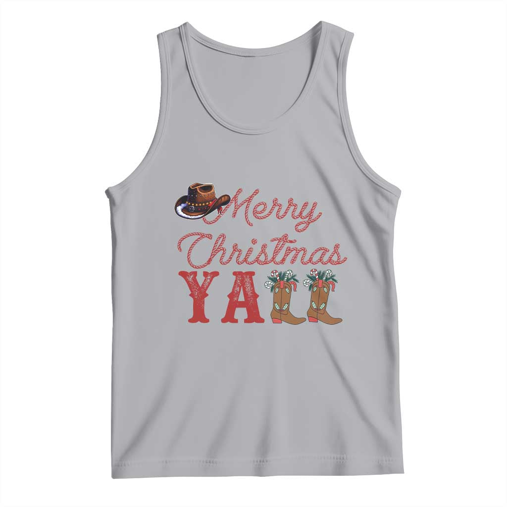 Western Cowboy Howdy Tank Top Merry Christmas Yall Cowgirl Boots Hat - Wonder Print Shop