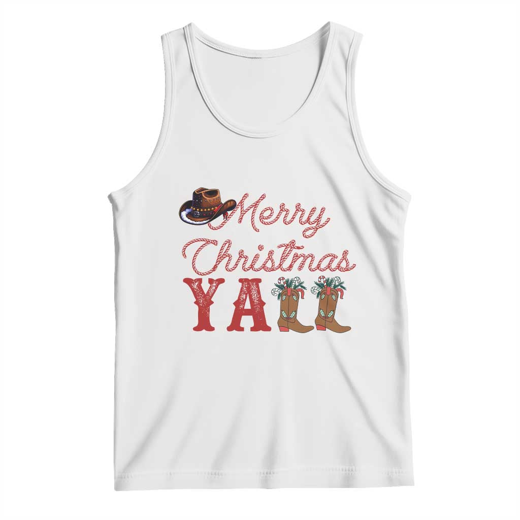 Western Cowboy Howdy Tank Top Merry Christmas Yall Cowgirl Boots Hat - Wonder Print Shop
