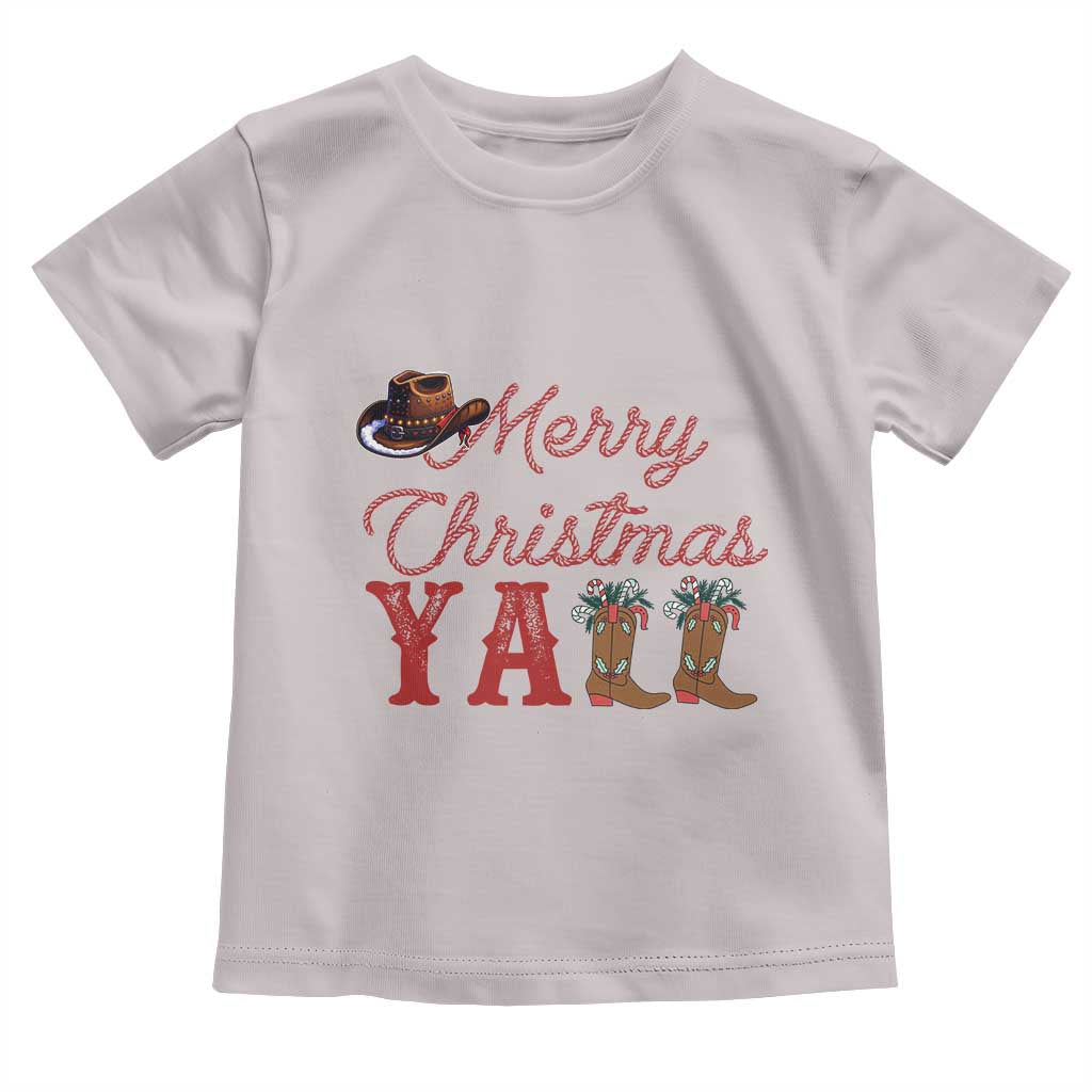 Western Cowboy Howdy Toddler T Shirt Merry Christmas Yall Cowgirl Boots Hat - Wonder Print Shop