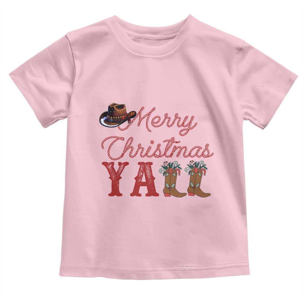 Western Cowboy Howdy Toddler T Shirt Merry Christmas Yall Cowgirl Boots Hat - Wonder Print Shop
