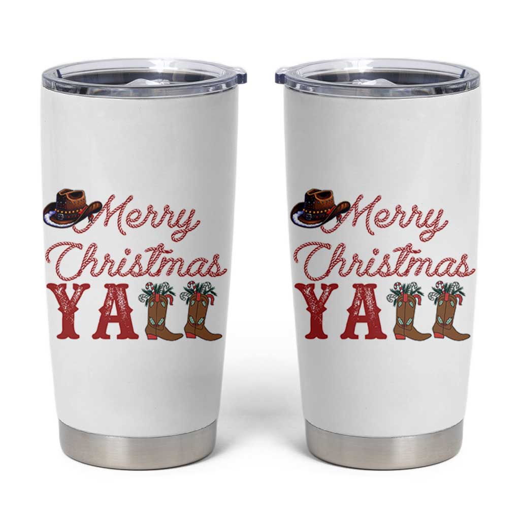 Western Cowboy Howdy Tumbler Cup Merry Christmas Yall Cowgirl Boots Hat - Wonder Print Shop
