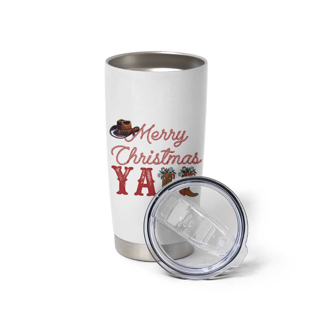 Western Cowboy Howdy Tumbler Cup Merry Christmas Yall Cowgirl Boots Hat - Wonder Print Shop