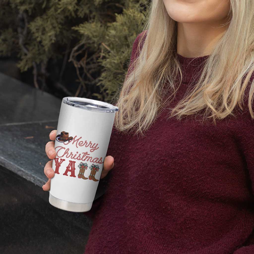 Western Cowboy Howdy Tumbler Cup Merry Christmas Yall Cowgirl Boots Hat - Wonder Print Shop